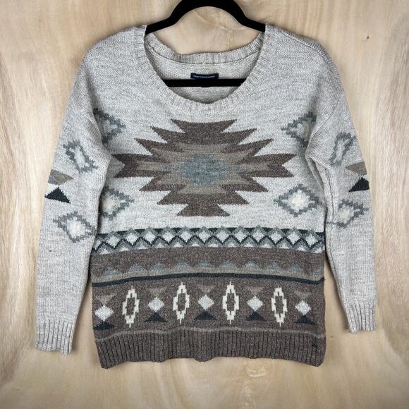 American Eagle Outfitters Sweaters - American Eagle Wool Blend Aztec Patterned Neutral Sweater‎ (S)